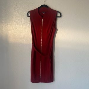Tommy Hilfiger Hickory Scuba Zip up Sheath Dress Cinched Waistline Size 8
